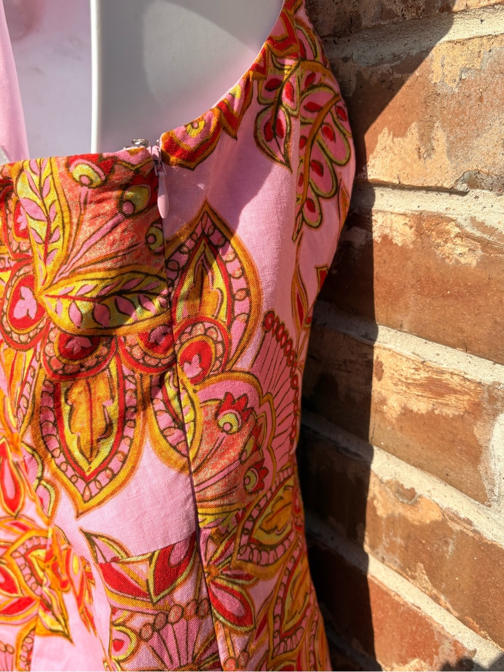 Adrianna Papell Pink One-Shoulder Floral Mini Dress with Coral Trim size 8 - Picture 9 of 11